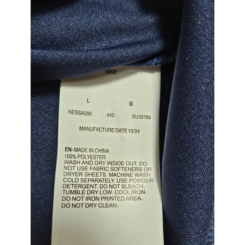 Nike Swim Mens Dri-FIT Rash Guard Navy Blue UPF 40+ Swim‎ Shirt NESSA586 Large